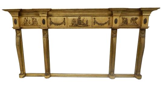 Appraisal: th C wall mirror tabernacle form Neo-Classical motifs of Greco-Roman