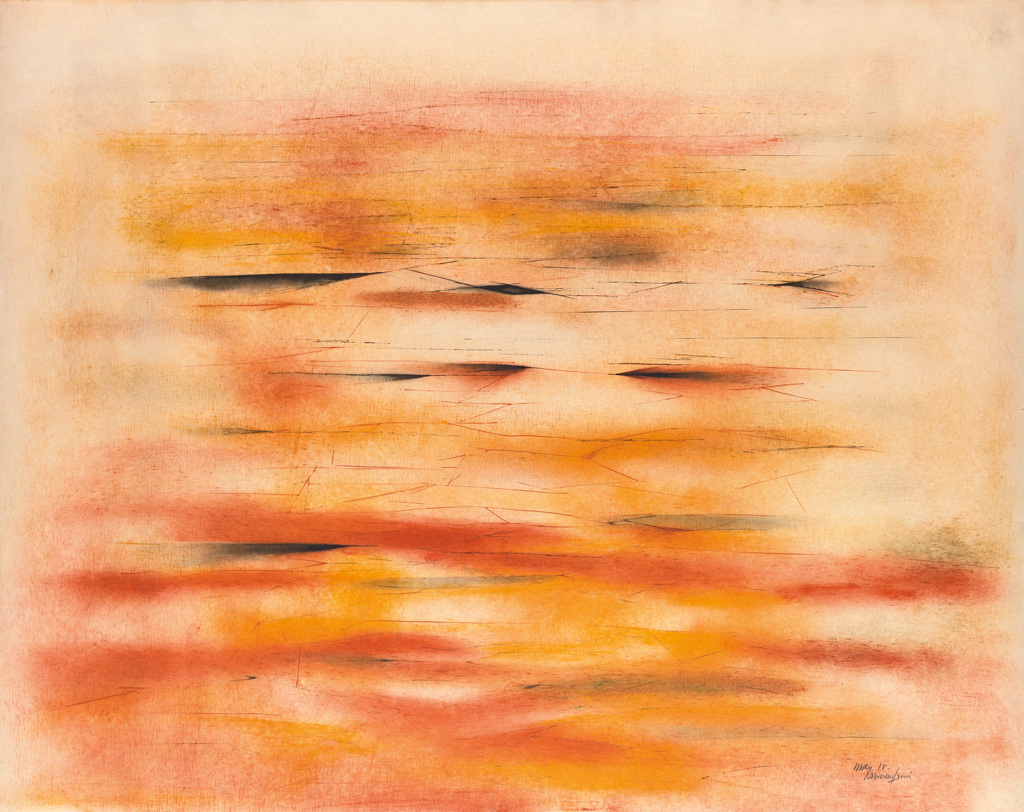 Appraisal: NORMAN LEWIS - Sunset Oil pen and ink on thin