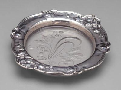 Appraisal: Gorham Athenic sterling wine coaster rim with Art Nouveau foliate