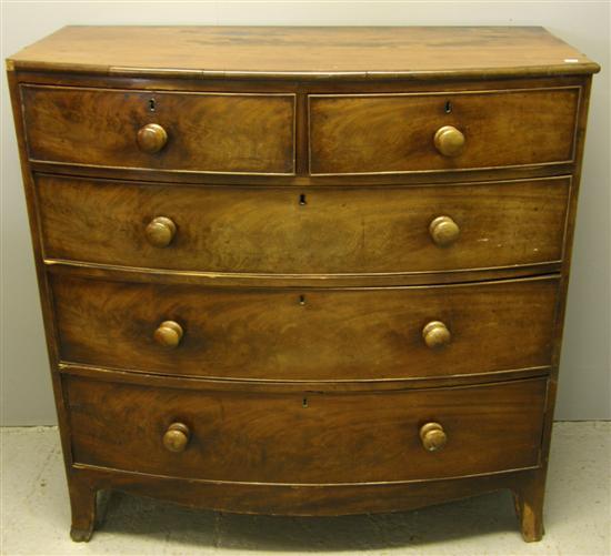 Appraisal: George III mahogany bow-fronted chest of two short over three