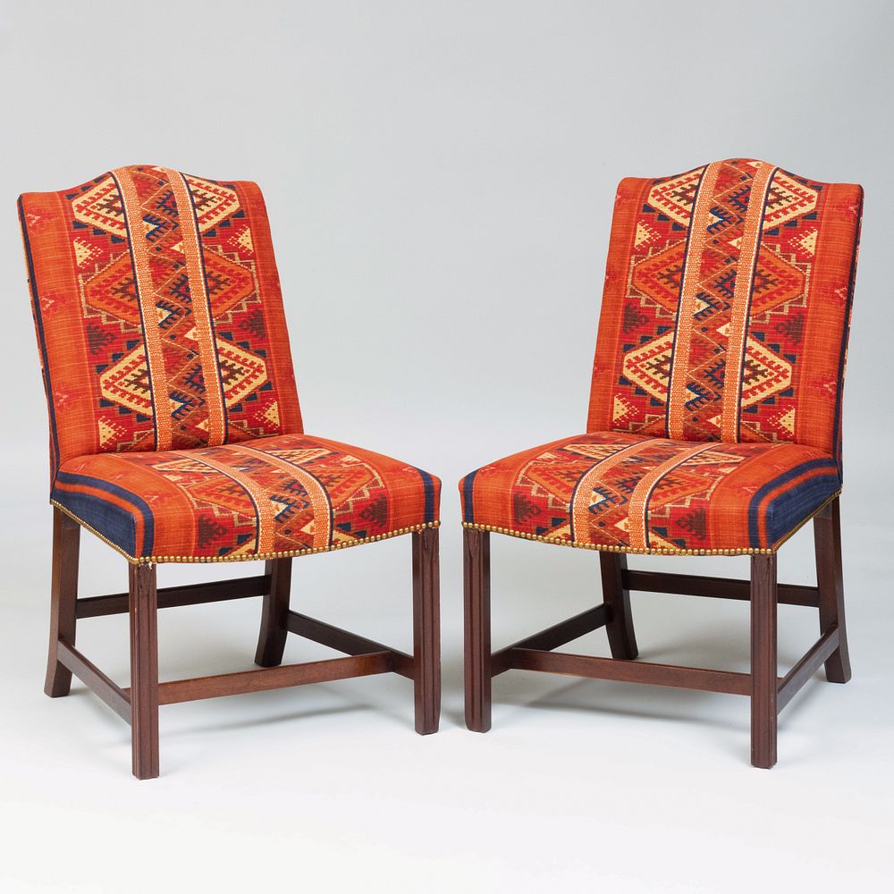 Appraisal: Pair of George III Style Mahogany Side Chairs of Recent