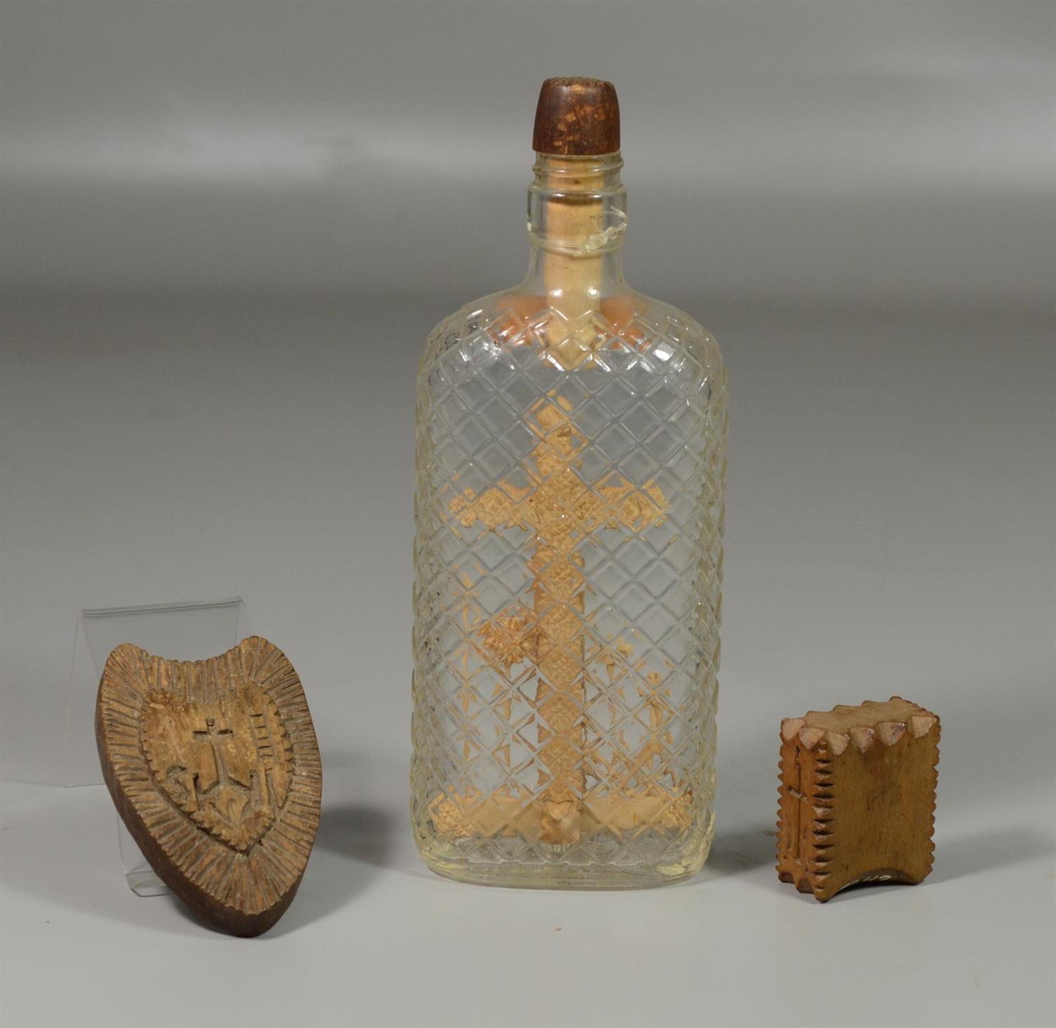 Appraisal: Puzzle bottle perhaps sailor made containing instruments of the passion