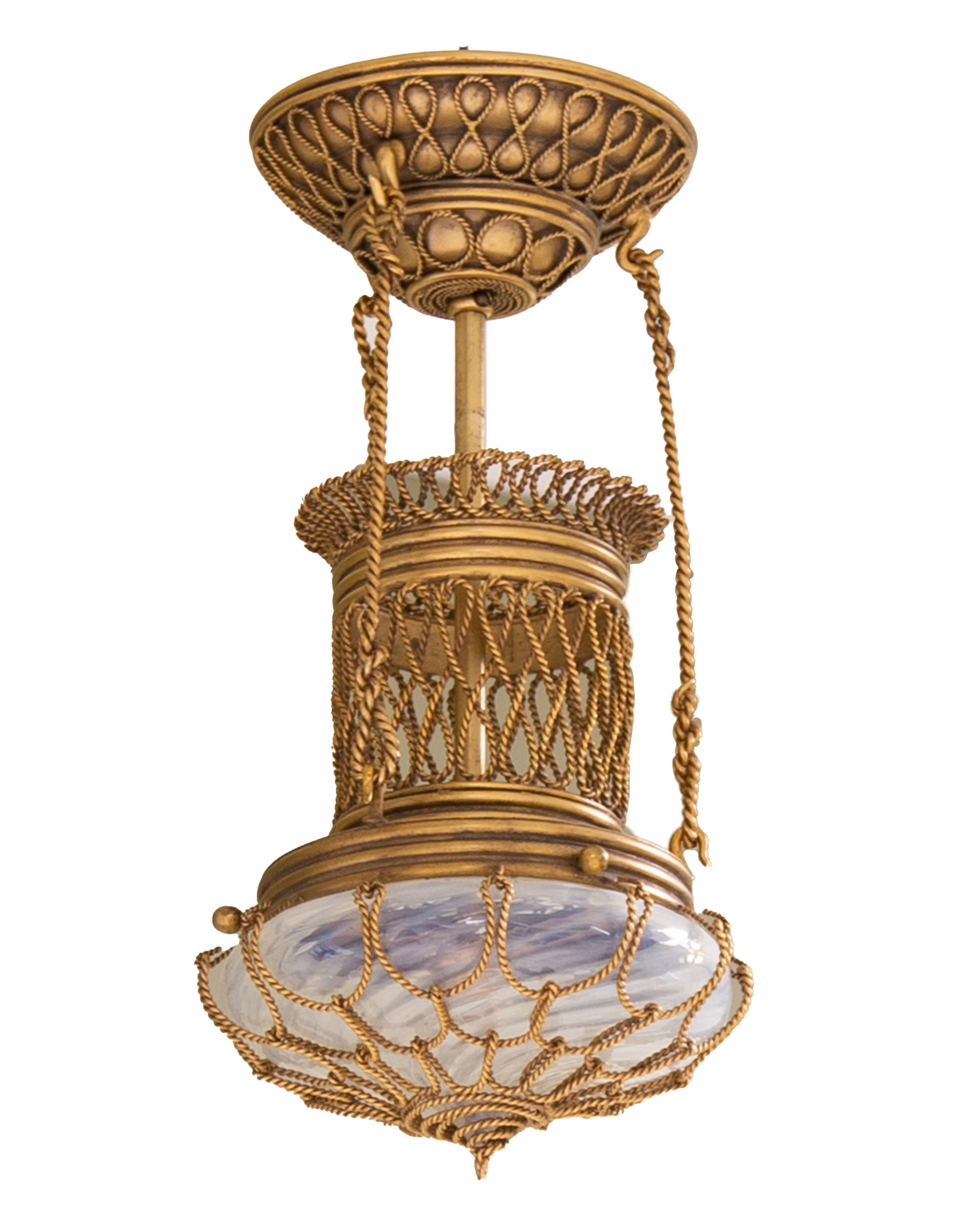 Appraisal: TIFFANY STUDIOS TWISTED WIRE FIXTURE Early th century Gold patinaed