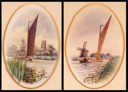 Appraisal: STEPHEN JOHN BATCHELDER - BRITISH Monogrammed Pair of Watercolours Wherry