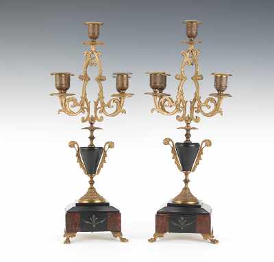 Appraisal: A Pair of Decorative Victorian Style Candelabra Designed with slate