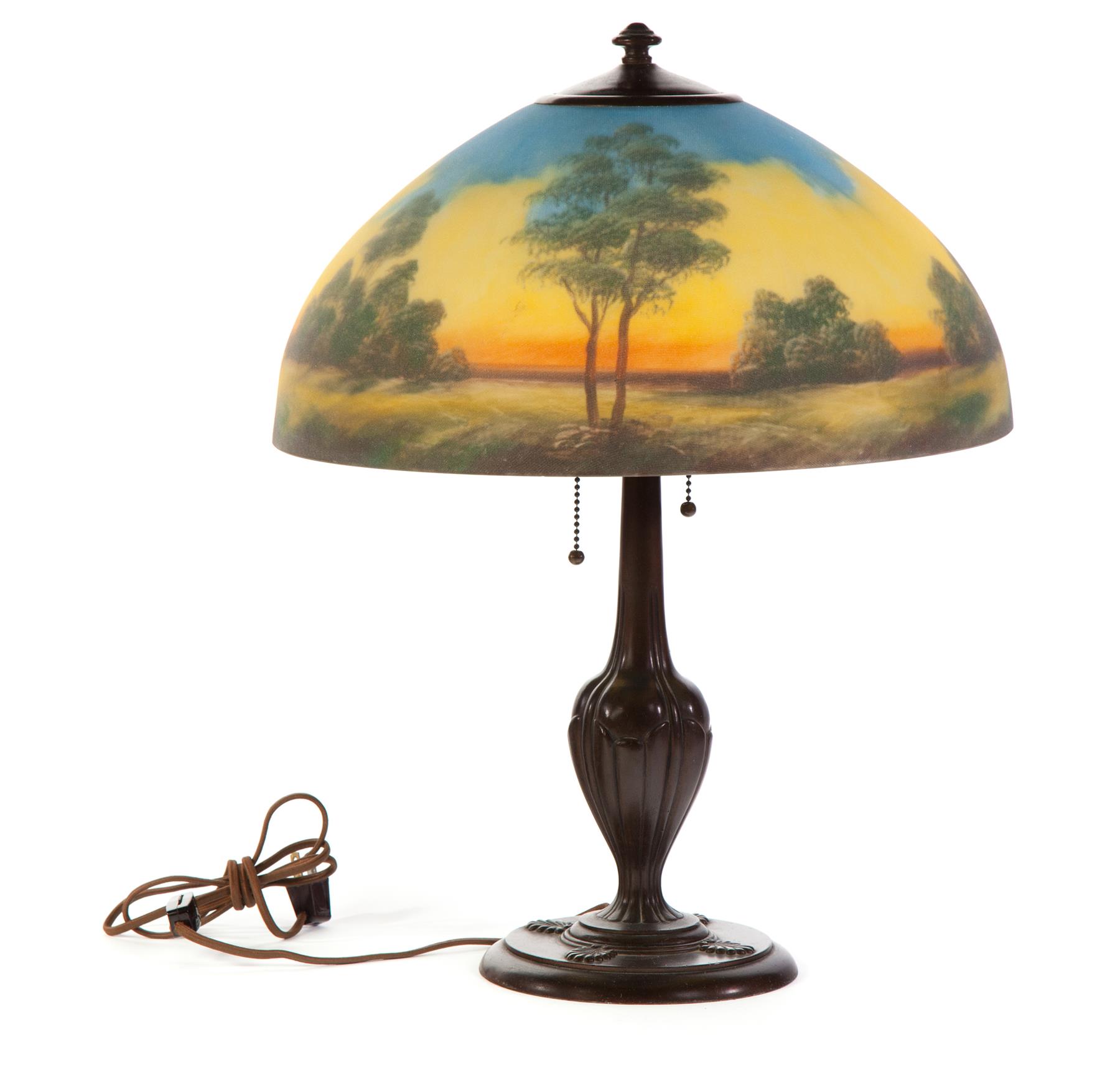 Appraisal: JEFFERSON REVERSE PAINTED TABLE LAMP American st quarter- th century