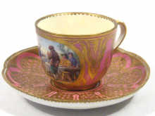 Appraisal: A Sevres cup and saucer in pink and gold with