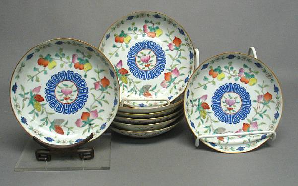 Appraisal: An assembled group of eight porcelain dishes with famille rose