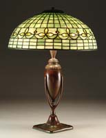 Appraisal: TIFFANY STUDIOS FLEUR DE LIS TABLE LAMP Lovely Tiffany fleur