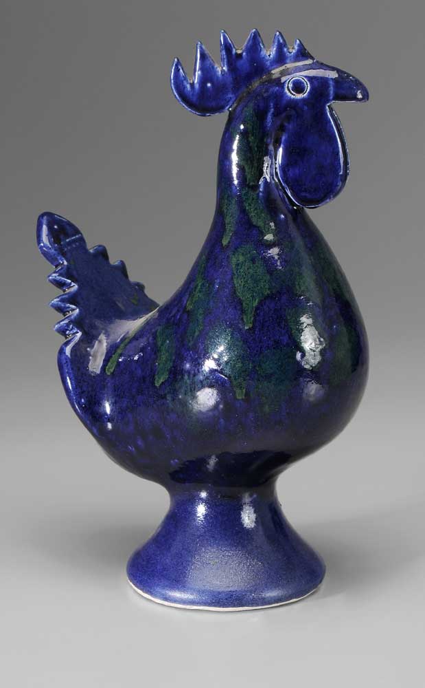 Appraisal: Edwin Meaders Rooster White County Georgia born stoneware dark blue