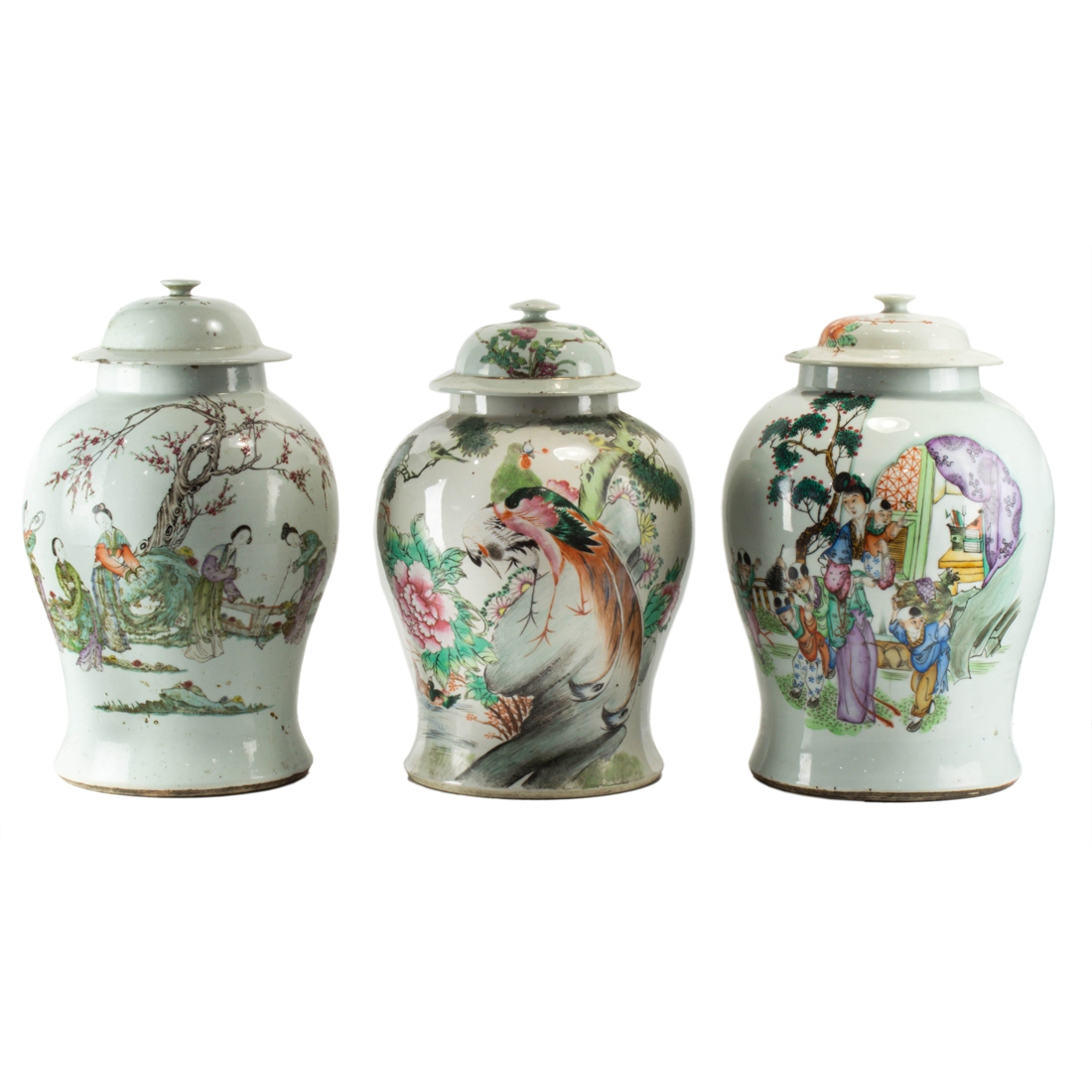 Appraisal: LOT OF CHINESE FAMILLE ROSE LIDDED JARS lot of Chinese