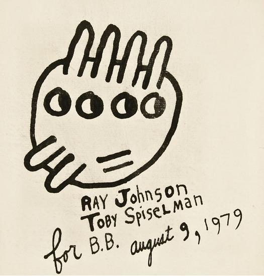 Appraisal: Ray JOHNSON American - Two self-portraits ink on envelope with