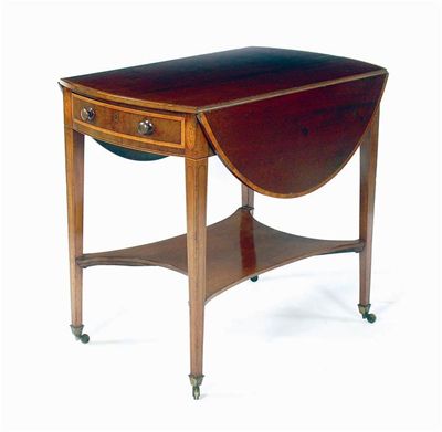 Appraisal: A late Victorian mahogany Pembroke table inlaid stringing the kingwood