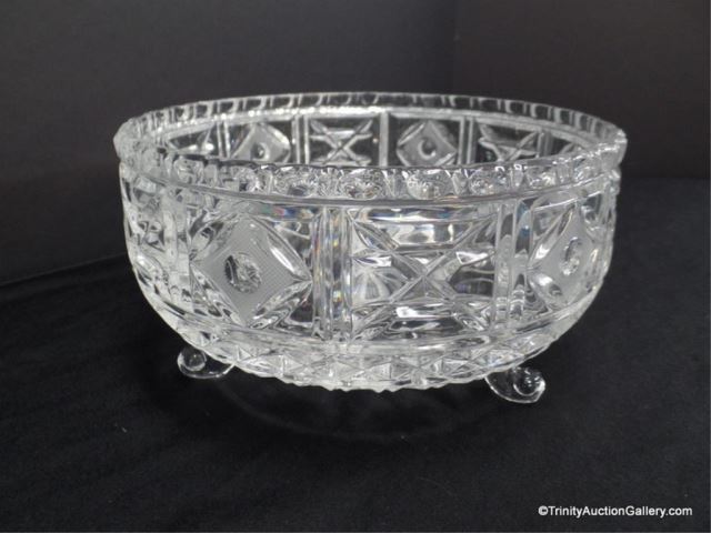 Appraisal: Lead Crystal Cut Etched Bohemian Bowl - Toed Elegant cut