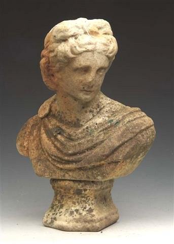 Appraisal: AN ANTIQUE MARBLE BUST of Roman style with toga on