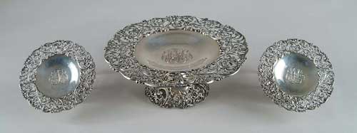 Appraisal: FABULOUS THREE PIECE STERLING SILVER COMPOTE SET BY HOWARD CO