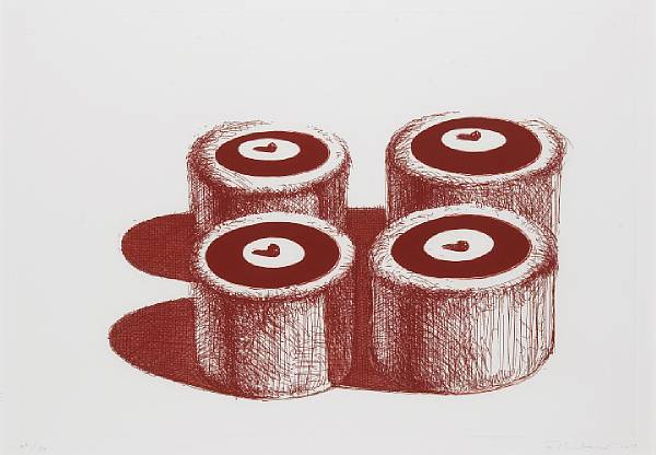 Appraisal: Wayne Thiebaud American born Cherry Cakes from Recent Etchings II