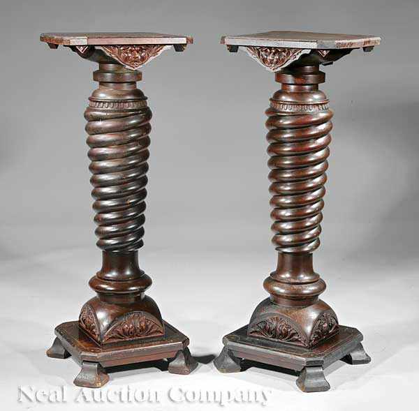 Appraisal: A Good Pair of American Belle poque Carved Mahogany Pedestals