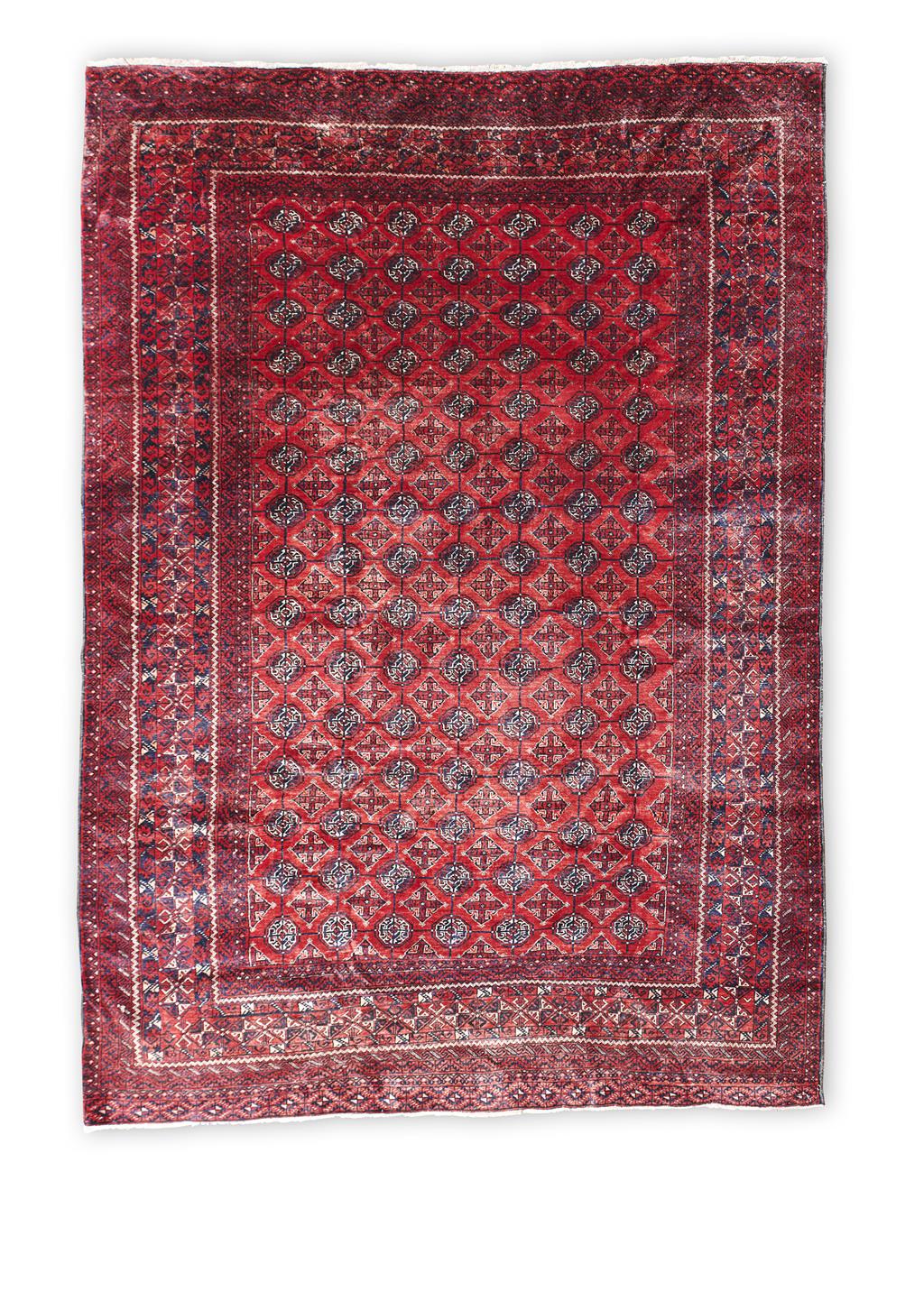 Appraisal: TURKOMAN CARPET TURKMENISTAN TH CENTURY the red field with allover