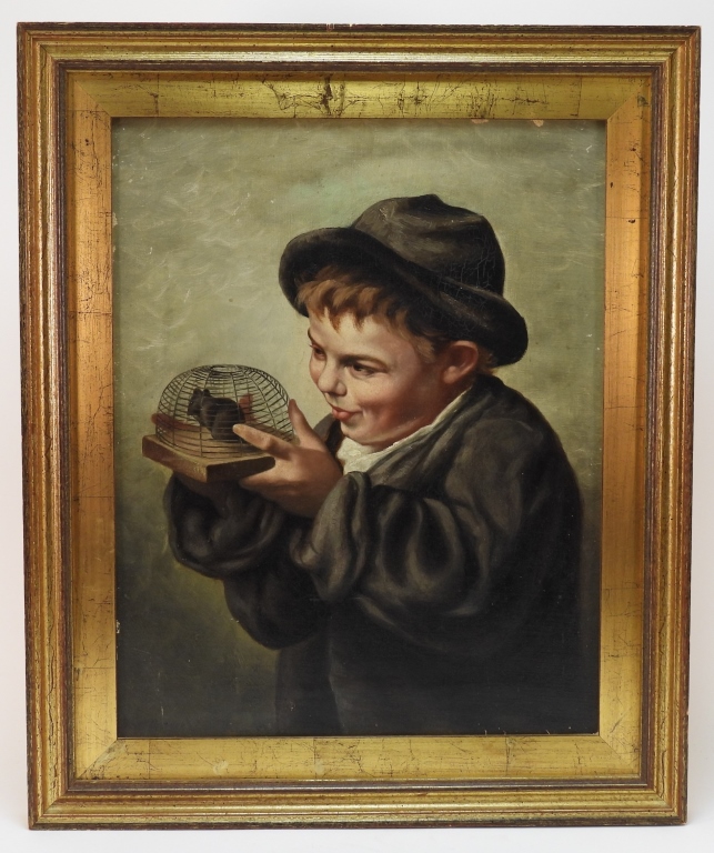 Appraisal: HUGO POSSNER JOHN GEORGE BROWN STYLE BOY PAINTING California -