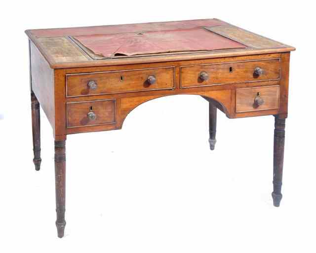 Appraisal: A TH CENTURY MAHOGANY DESK the inset top with rising