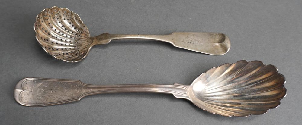 Appraisal: GORHAM COIN SILVER SHELL FORM SERVING SPOON AND A BAKER