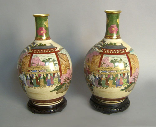 Appraisal: Pair of Satsuma vases th c h