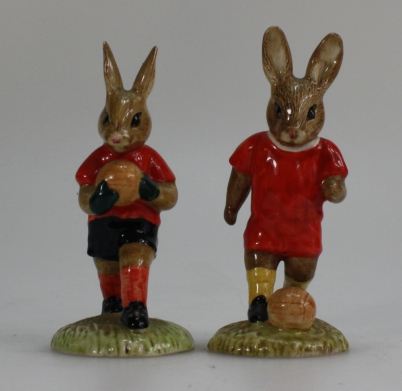 Appraisal: Royal Doulton pair Bunnykins figures Footballer DB and Goalkeeper DB