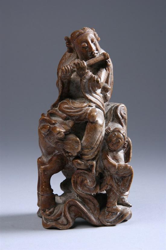 Appraisal: CHINESE CARVED SOAPSTONE FIGURAL GROUP - in x in x