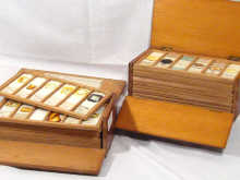 Appraisal: Two boxes of antique scientific microscope slides containing approx slides