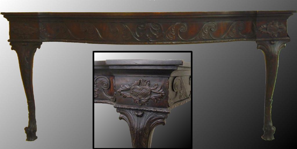 Appraisal: George III Irish mahogany console table the serpentine top over