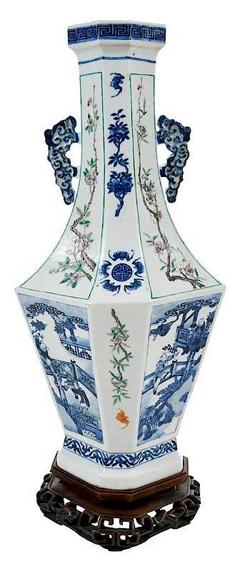 Appraisal: Finely Enameled Chinese Vase Qing dynasty eight sided vase with