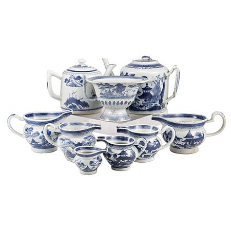 Appraisal: Group of Canton Blue and White Porcelain Tea Articles Estimate