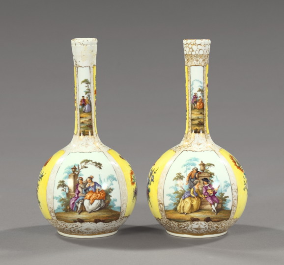 Appraisal: Pair of Dresden Parcel-Gilt and Polychromed Porcelain Garniture Vases fourth