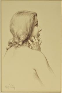 Appraisal: George Tobin Sepia Pencil Female Study Drawing VERMONT - A