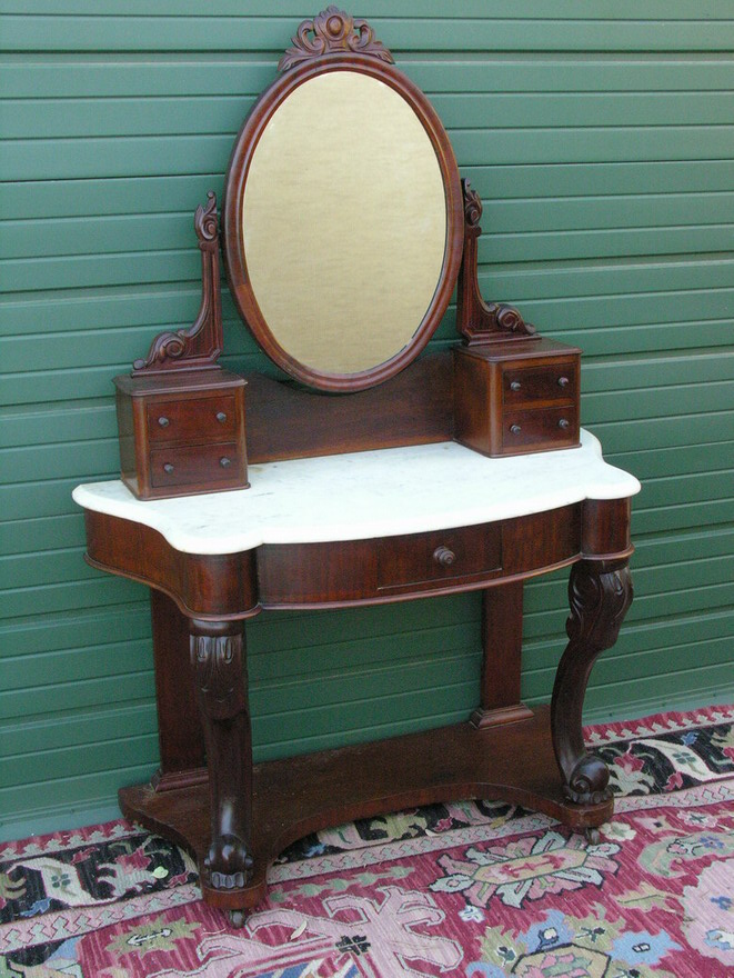 Appraisal: VICTORIAN MAHOGANY MARBLE TOP VANITY Circa 's- 's Size by