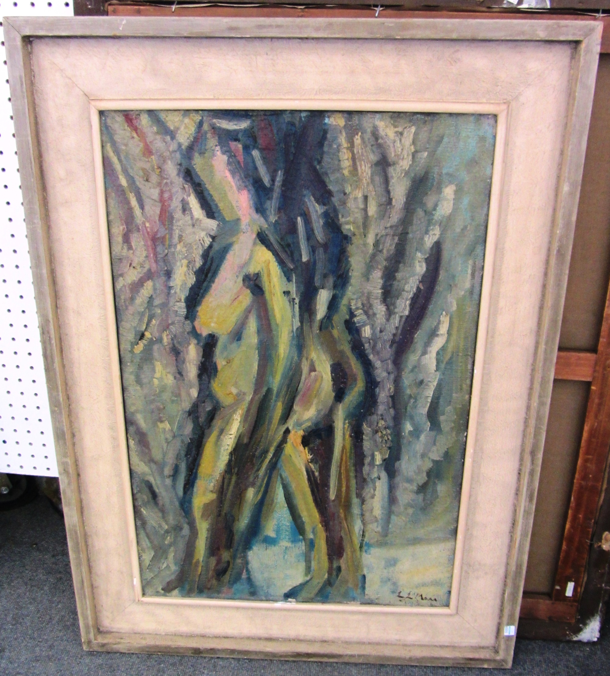 Appraisal: Leslie Marr b Walking woman oil on canvas signed cm