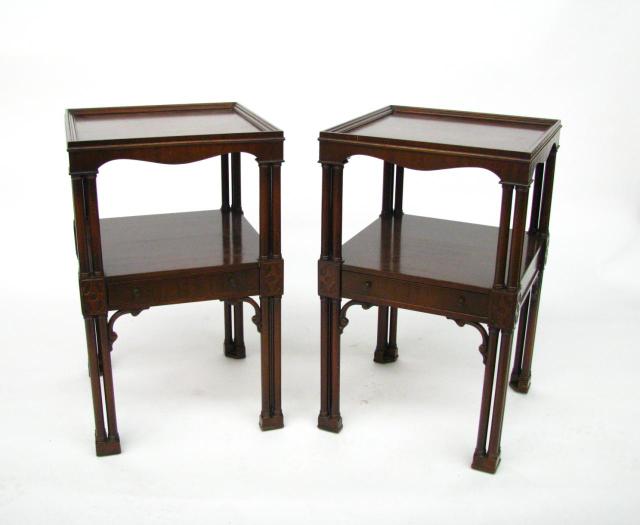 Appraisal: Pair of vintage mahogany lamp tables each with one drawer