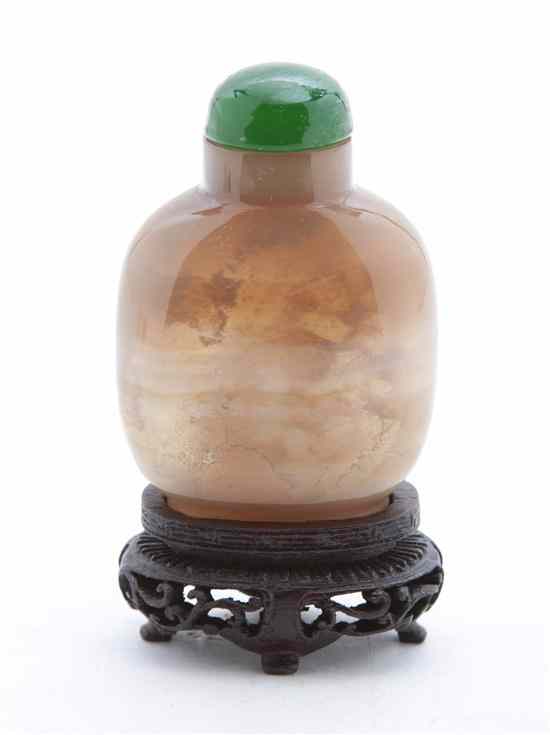 Appraisal: A Chinese Banded Agate Snuff Bottle of compressed globular form