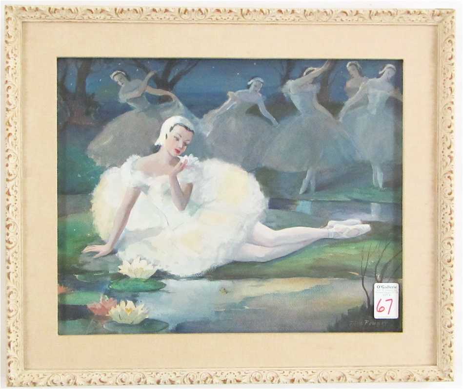 Appraisal: FREDERICK DOYLE PENNEY WATERCOLOR ON PAPER American - Swan Lake