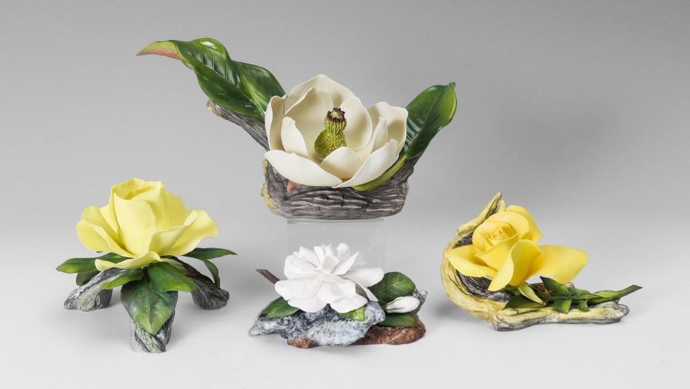 Appraisal: BOEHM PORCELAIN FLOWERS To include Magnolia Grandiflora '' h x