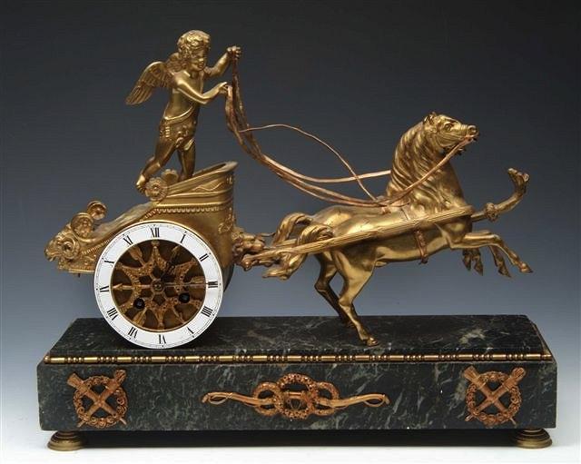 Appraisal: A TH CENTURY FRENCH GILT MANTEL CLOCK in the form