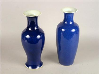 Appraisal: Two Chinese powder blue glazed vases th century One of