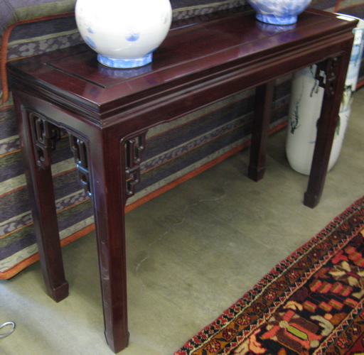 Appraisal: SOLID ROSEWOOD SOFA OR CONSOLE TABLE Chinese th century having