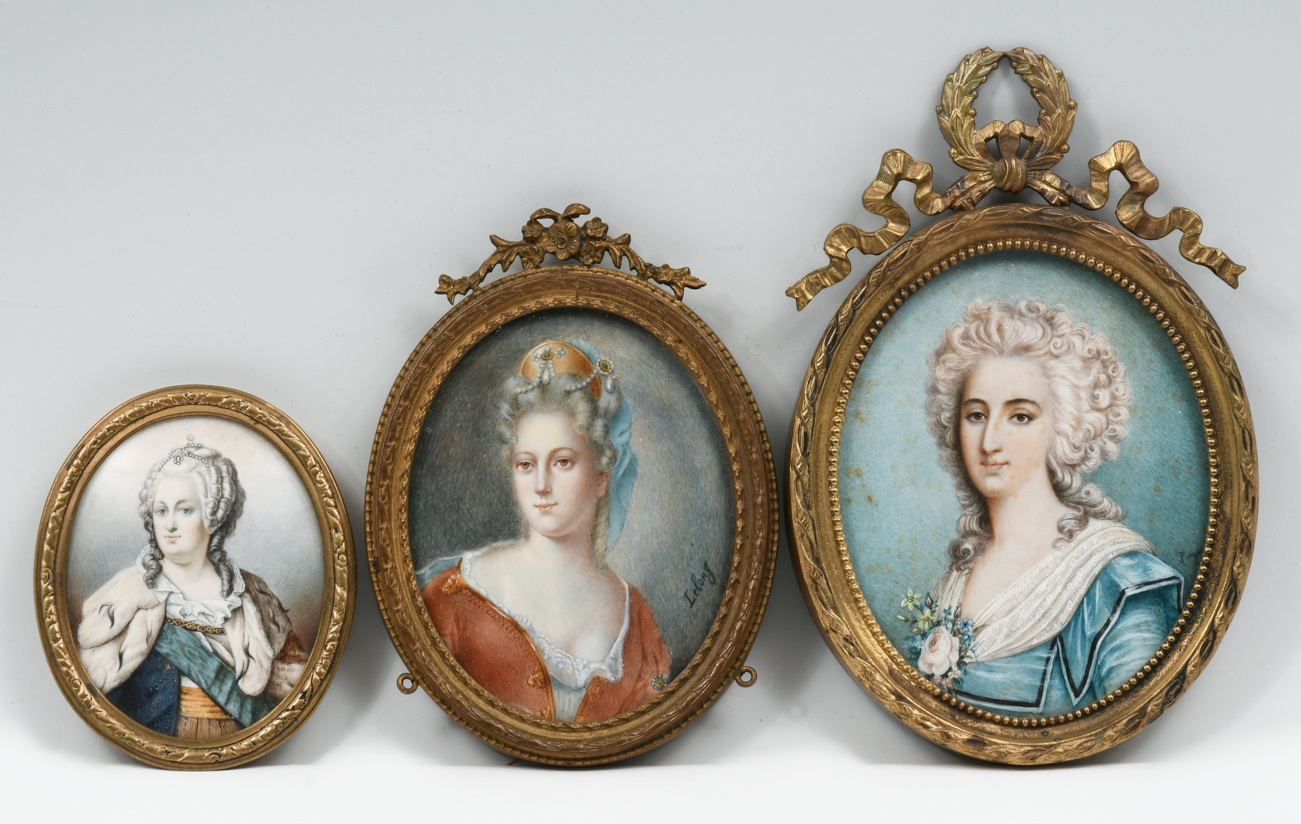 Appraisal: PC MINIATURE PAINTING LOT Portrait of Catherine II Empress of