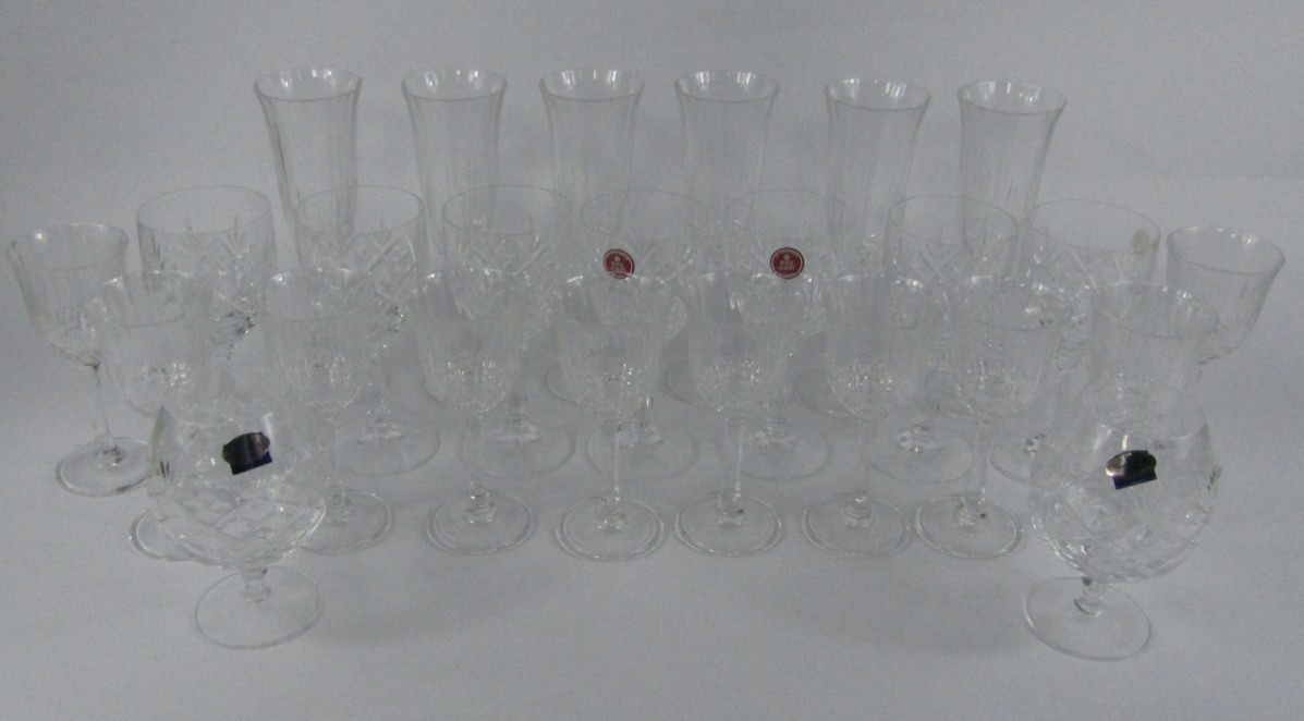 Appraisal: Seven Royal Albert cut glass red win glasses a pair