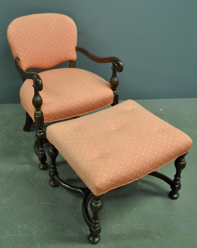 Appraisal: - William and Mary style maple open armchair h x