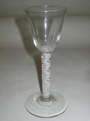 Appraisal: A GEORGIAN WINE GLASS c the tapering bowl on double