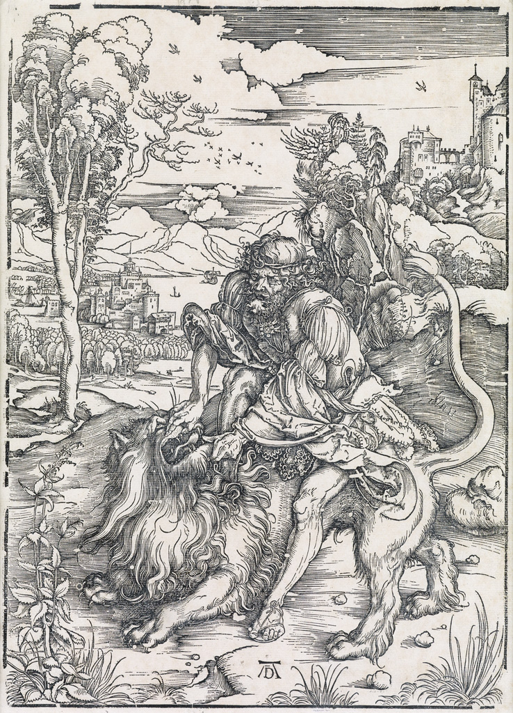 Appraisal: ALBRECHT D RER Samson Fighting with the Lion Woodcut circa