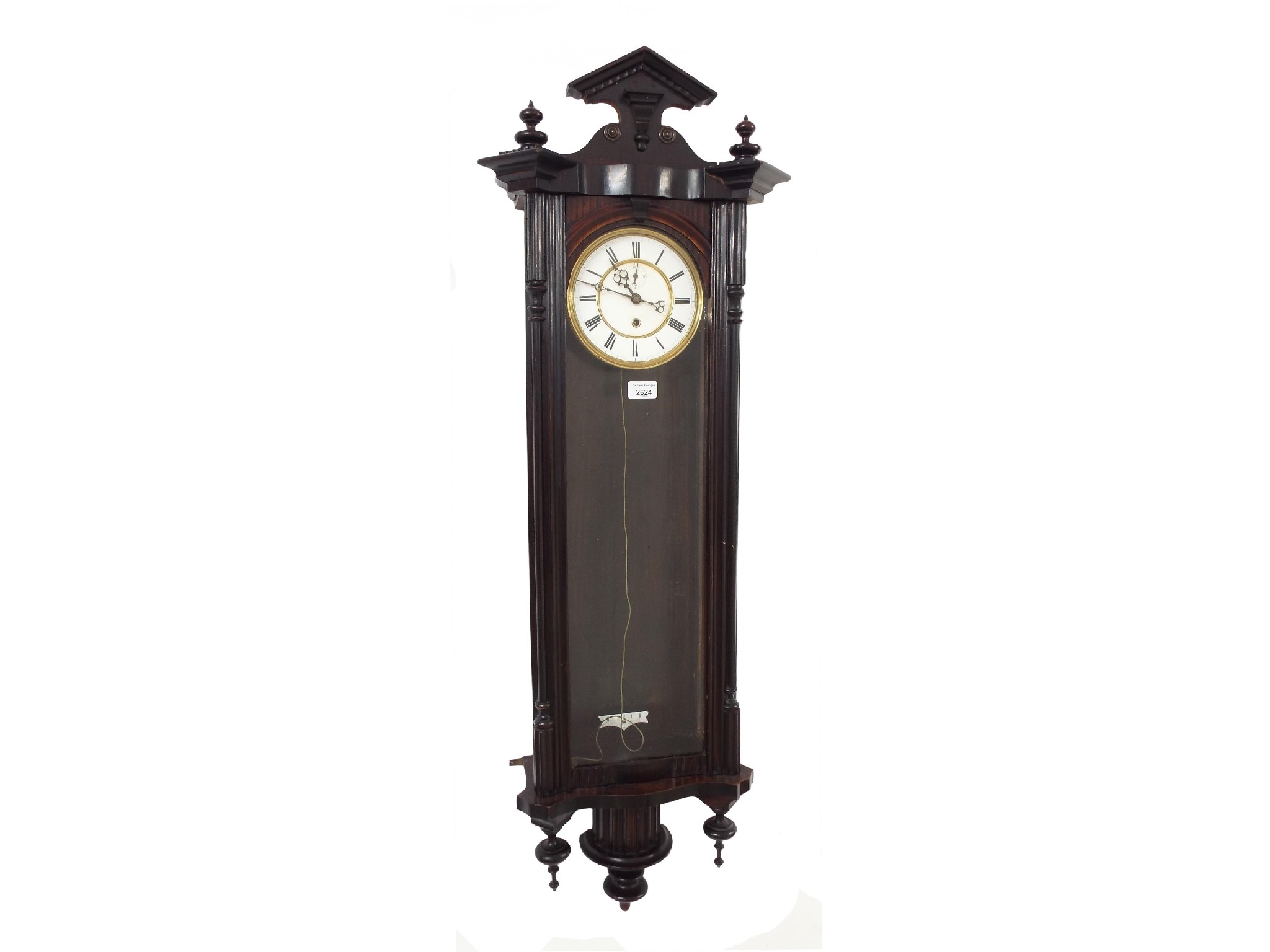 Appraisal: Single weight Vienna regulator wall clock the dial within a